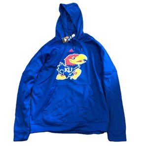 NWT Kansas Jayhawks adidas Primary Logo Performance Pullover Hoody  Sweatshirt